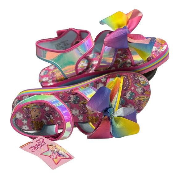 NEW Nickelodeon Jojo Siwa Girls Size 6 Rainbow Unicorn Big Bow Sandals - Picture 8 of 10